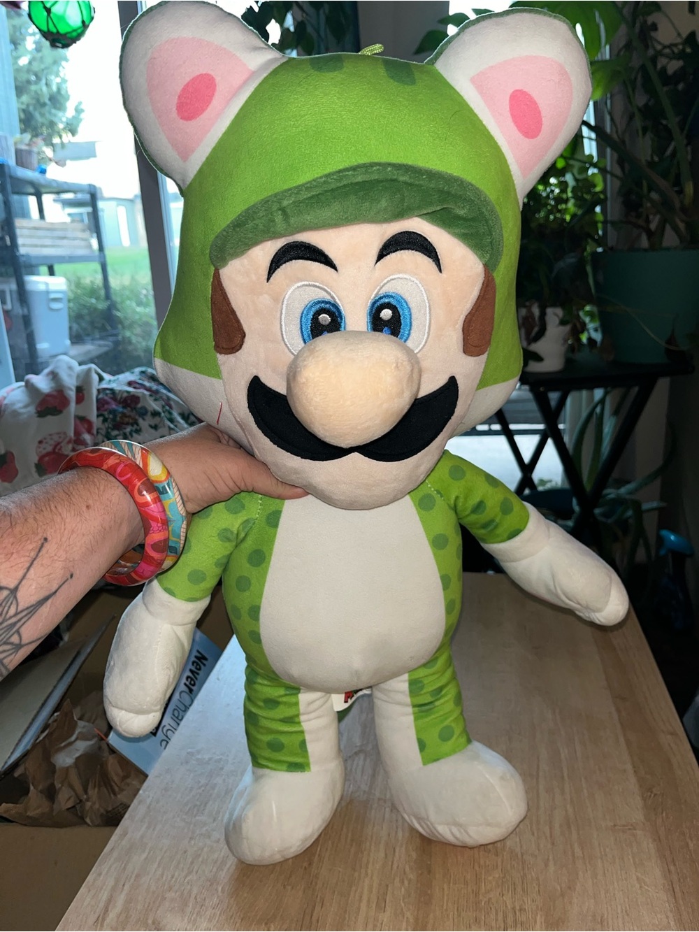 Super Mario Luigi Cat Suit Giant 24” Soft Plush Toy Green Collectible Nintendo